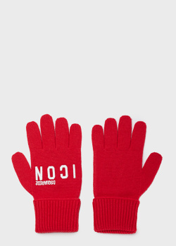 Красные перчатки Dsquared2 Icon из шерсти, фото